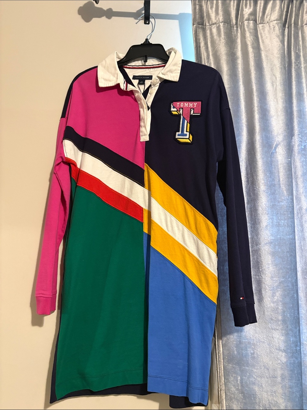 Tommy Hilfiger Multi-Color Block Polo Dress in Pink, Green, Navy, Blue & Yellow